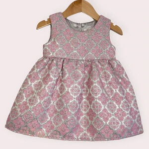 Luna Luna dress Baby Charme metallic pink and‎ silver brocade bow size 18 months